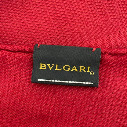 Bvlgari Shawl Bordeaux Fringe Logo Glam Wool Silk Scarf — view 2