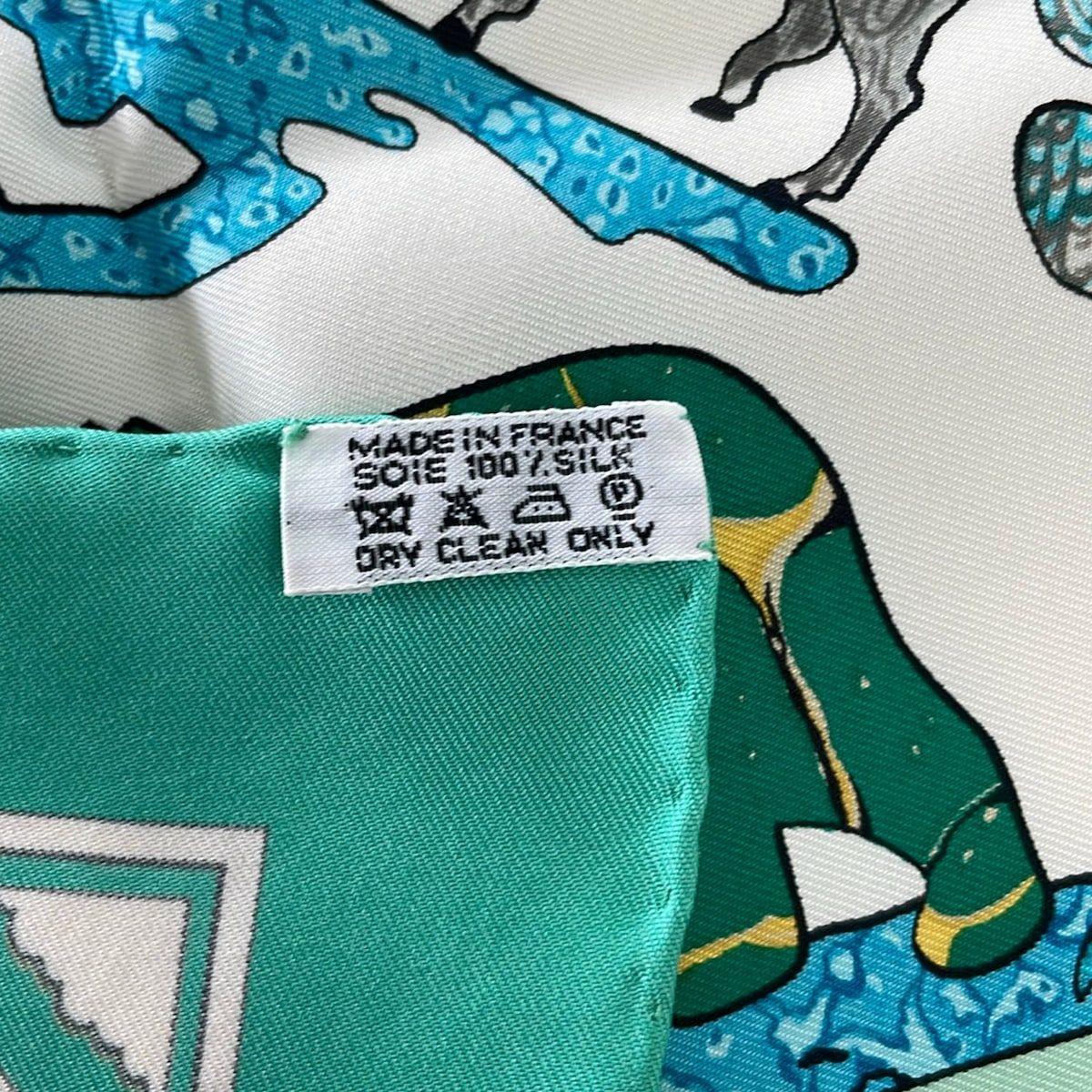 Hermes Scarf Carre 90 White Light Green Multi Early America — view 3