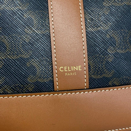 Celine Shoulder Bag Triomphe Canvas Small Bucket Black Brown Leather — view 8