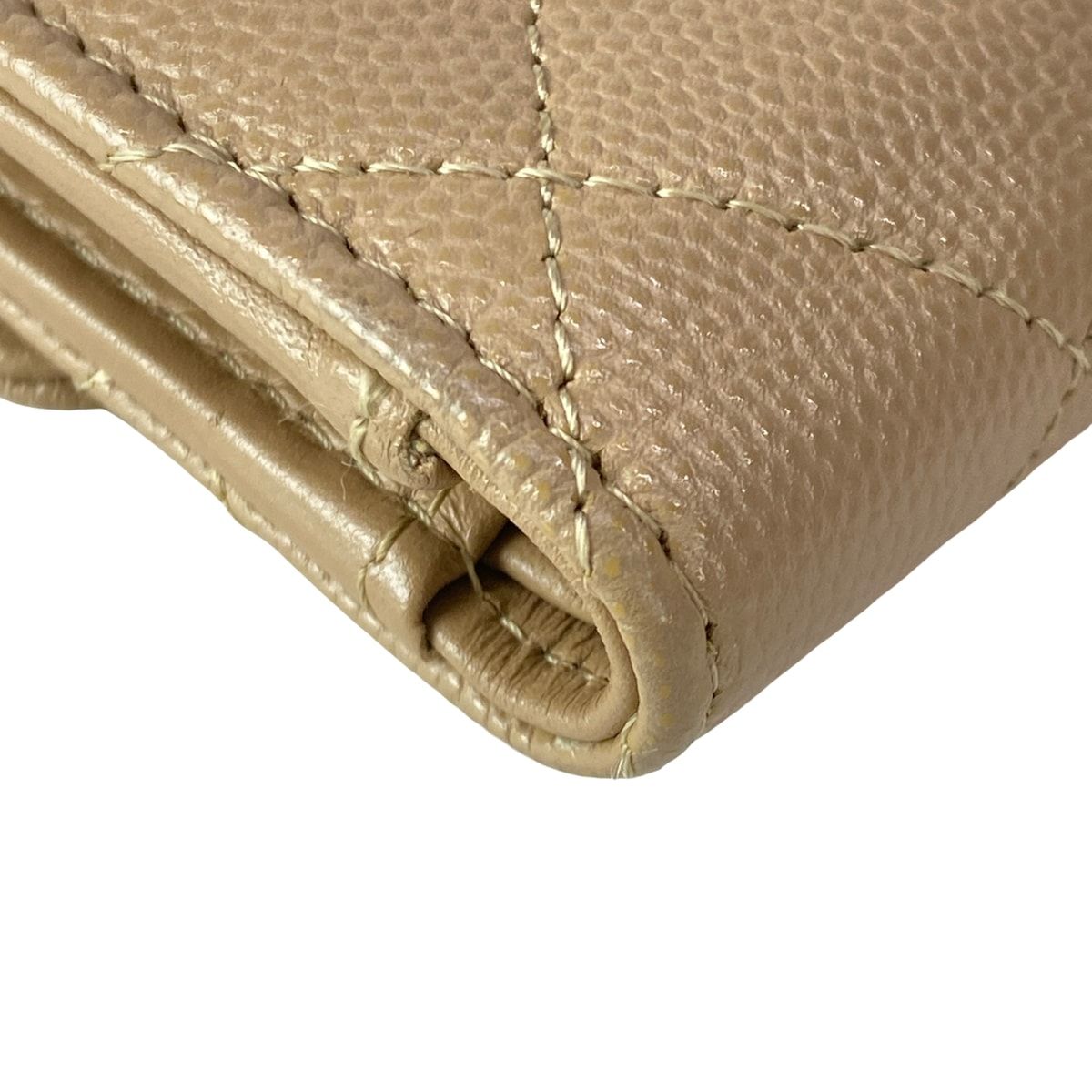 Chanel Trifold Wallet Quilted Beige Gold CC Logo — view 6