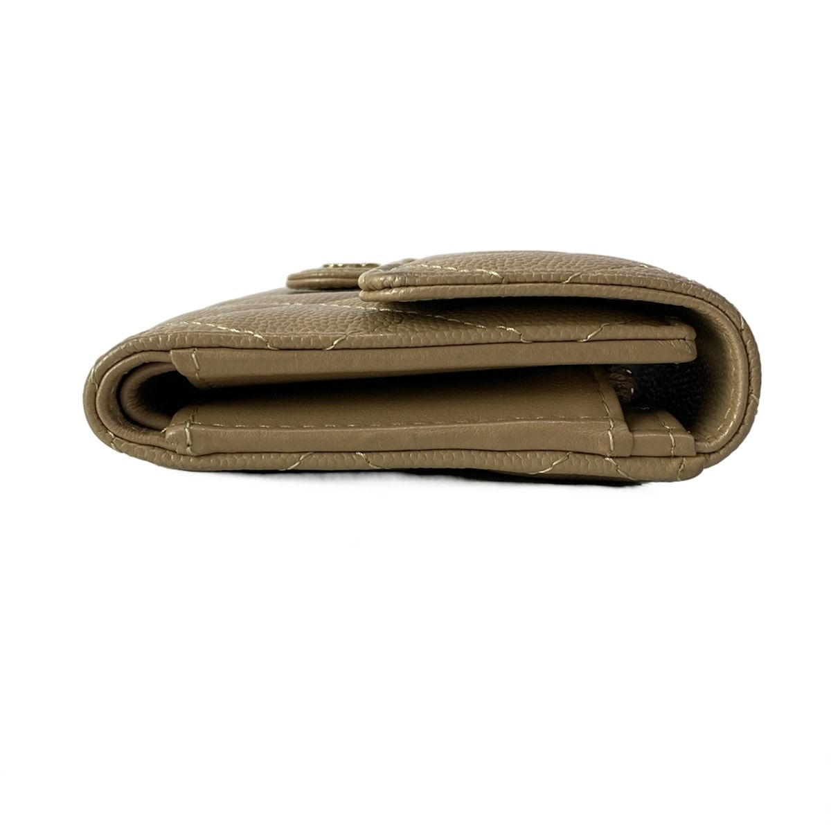 Chanel Trifold Wallet Quilted Beige Gold CC Logo — view 9