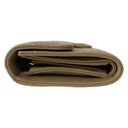 Chanel Trifold Wallet Quilted Beige Gold CC Logo — view 8