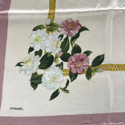 Chanel Scarf Pink Beige Multi Camellia — view 4