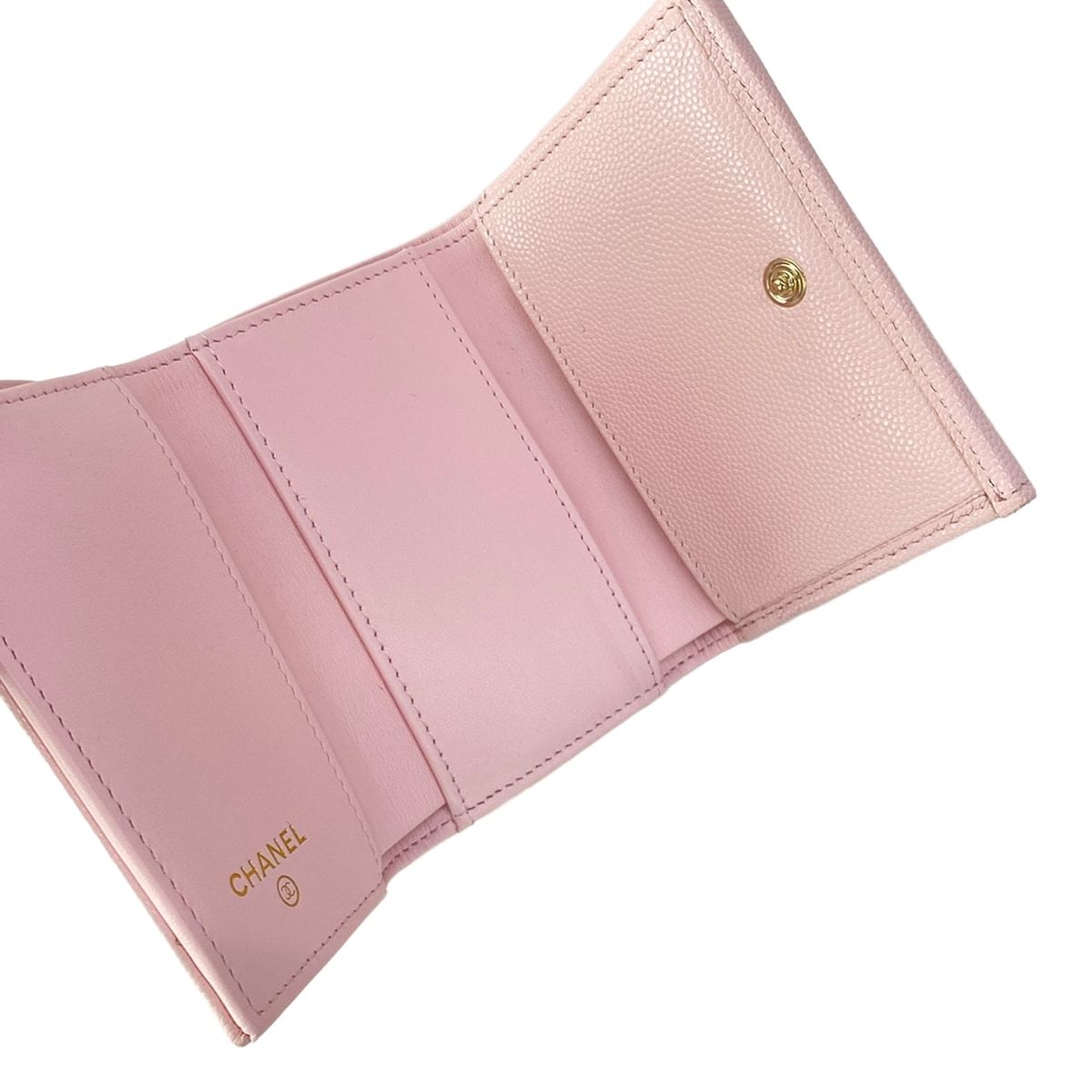Chanel Trifold Wallet Pink CC Logo — view 3