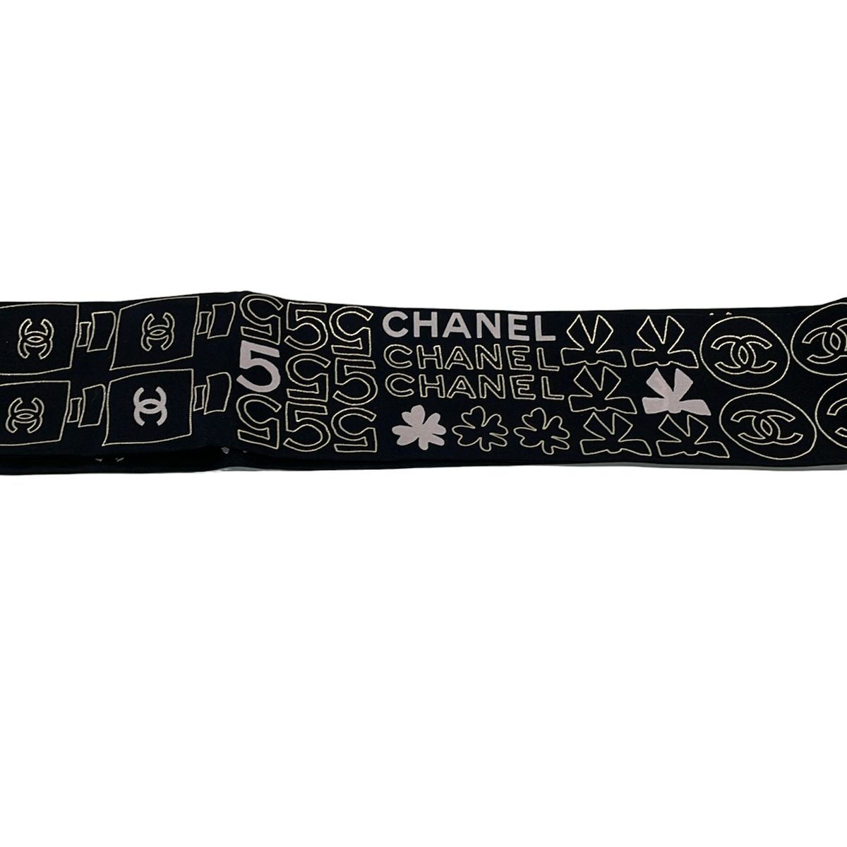 Chanel Scarf Black Gold Pink Ribbon — view 4
