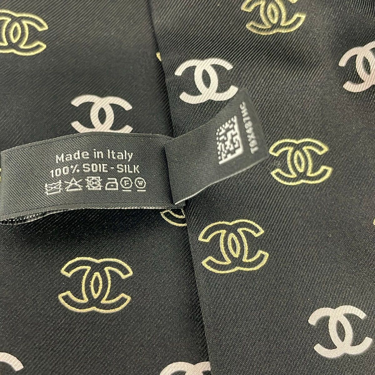 Chanel Scarf Black Gold Pink Ribbon — view 3