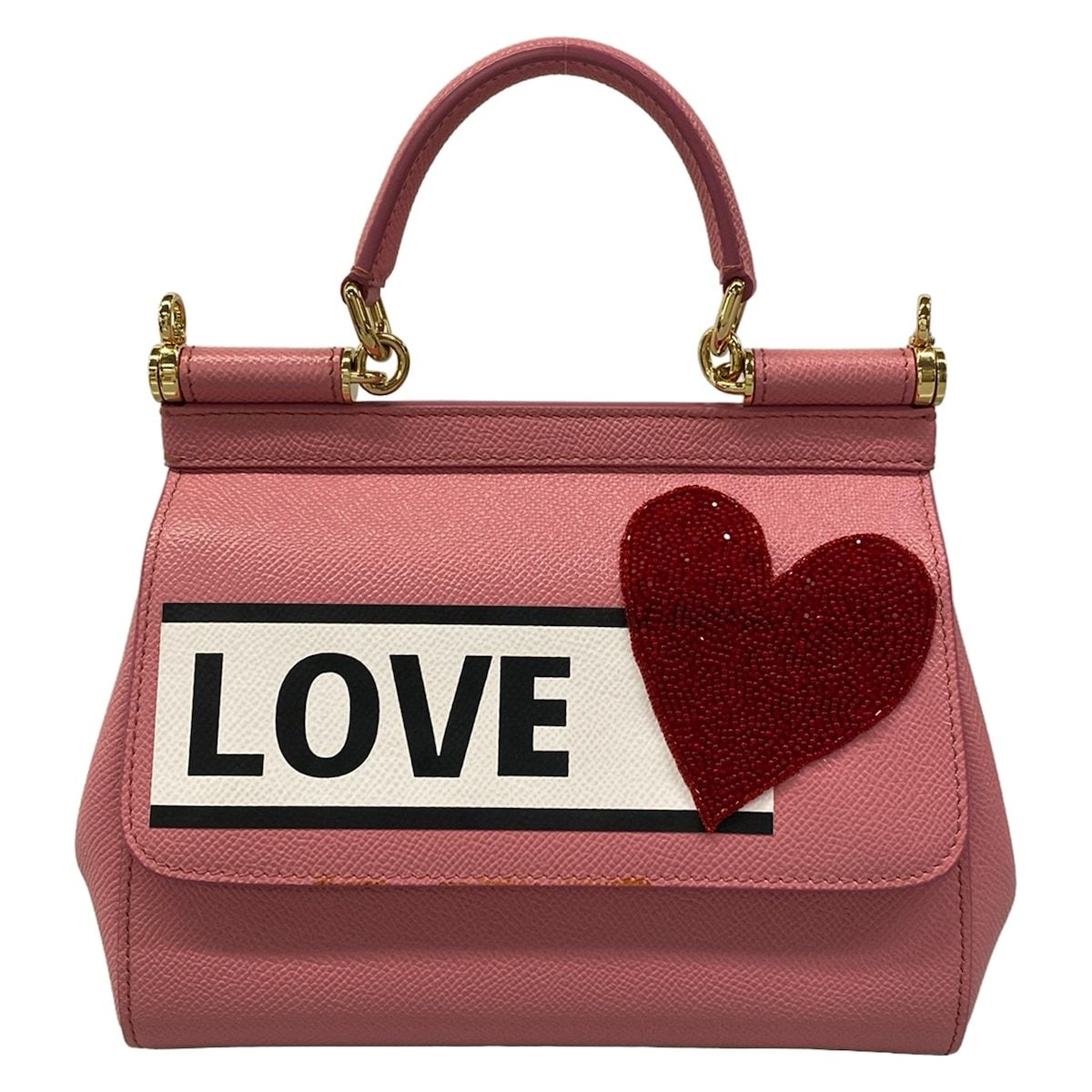 Dolce & Gabbana Handbag Shishiri Pink White Red Love Beads Leather