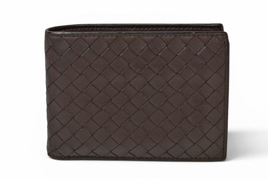 Bottega Veneta Wallet Bifold Folding Intrecciato Dark Brown