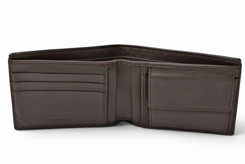 Bottega Veneta Wallet Bifold Folding Intrecciato Dark Brown — view 4