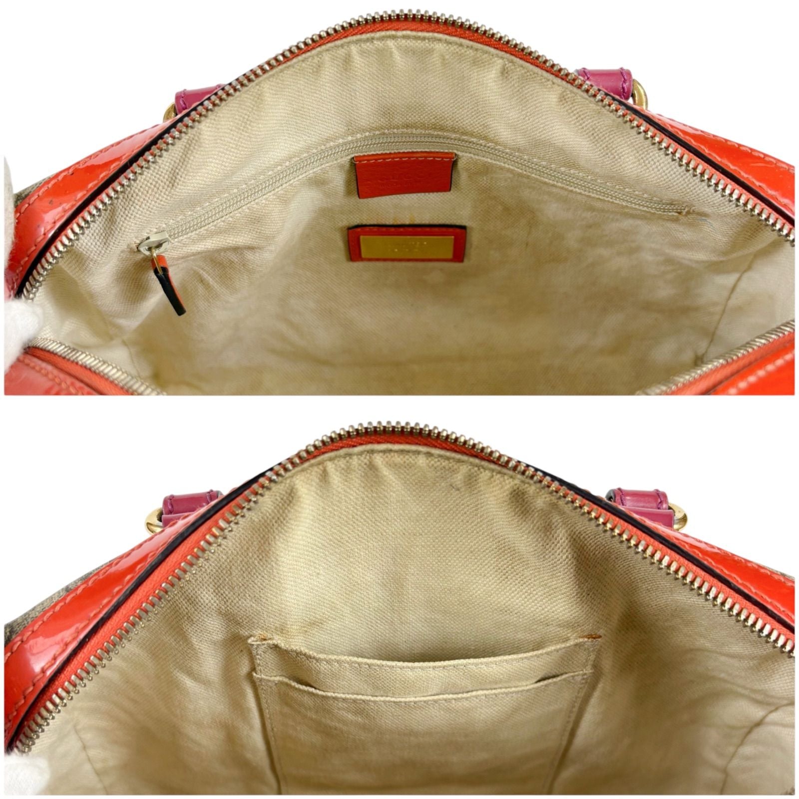 Gucci GG Supreme Canvas 2-Way Small Boston Bag Ebony Hibiscus Red New Rosette — view 4