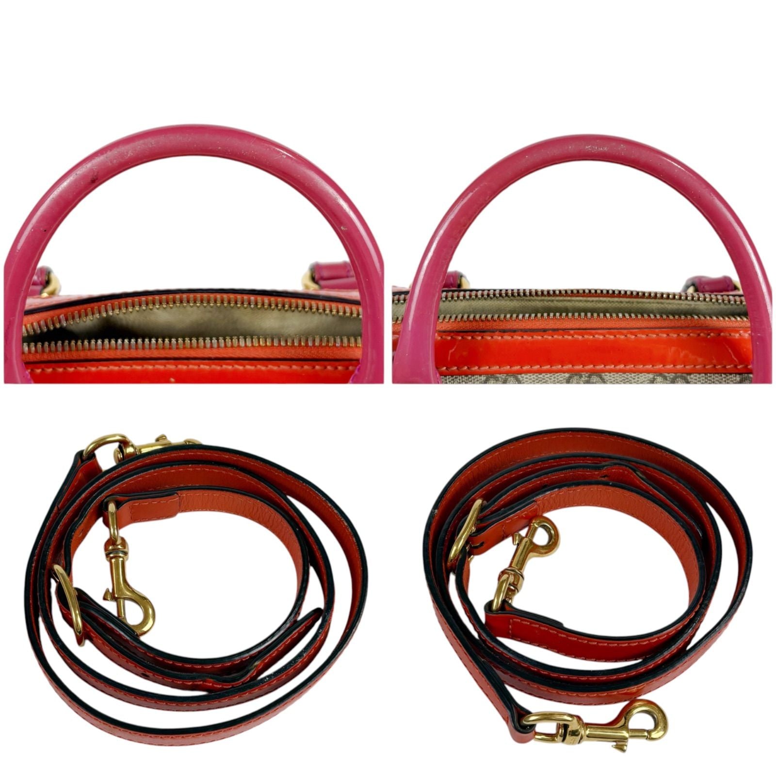 Gucci GG Supreme Canvas 2-Way Small Boston Bag Ebony Hibiscus Red New Rosette — view 2