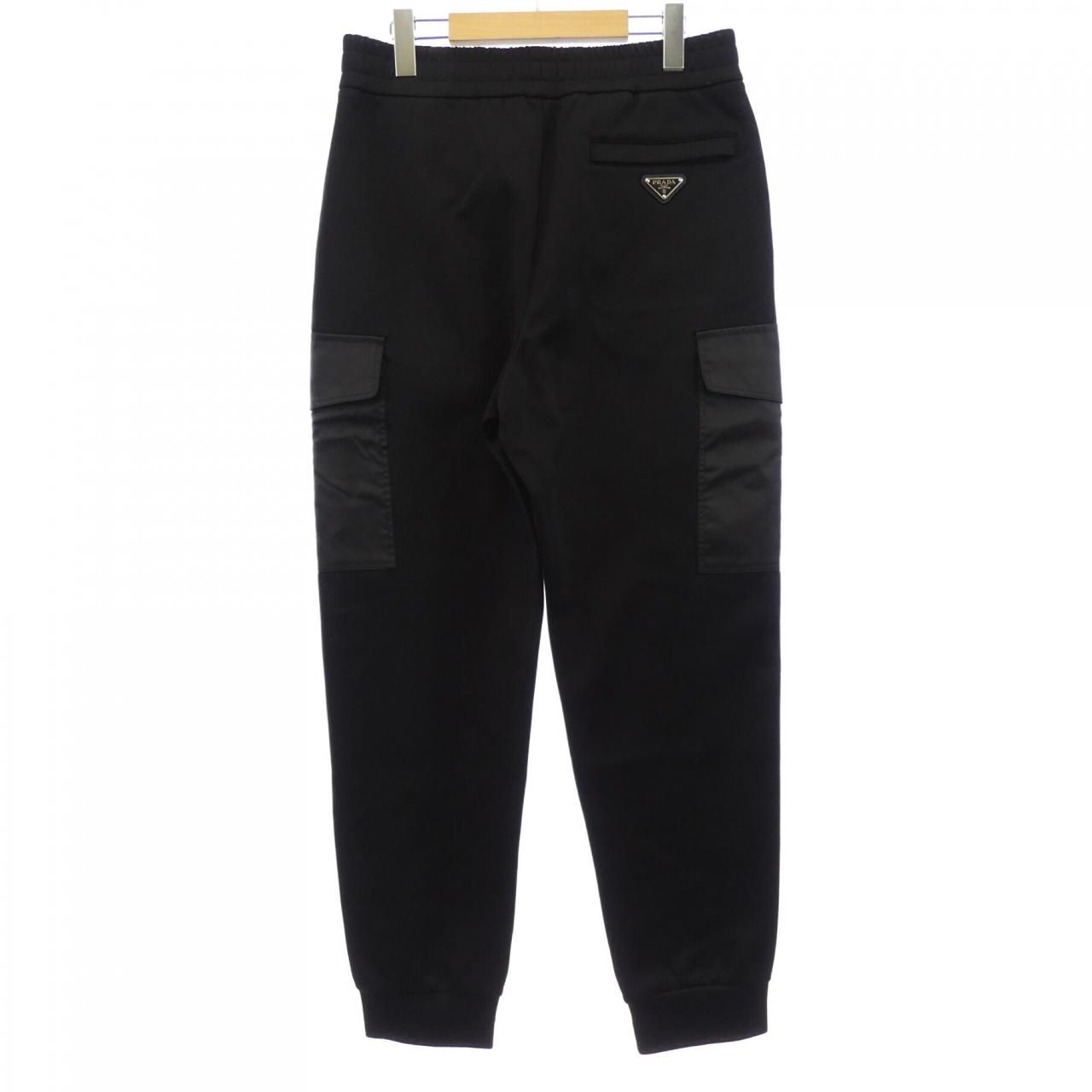 Prada Triangle Logo Cotton Fleece Joggers — view 2
