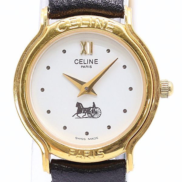 Celine Round Quartz White Dial Watch