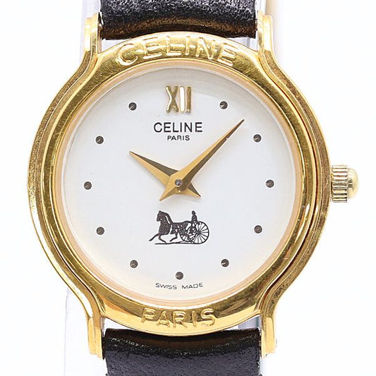 Celine Round Quartz White Dial Watch