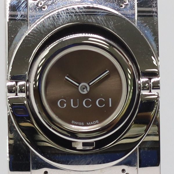 Gucci Toile 112 Quartz Brown Dial Bangle Watch