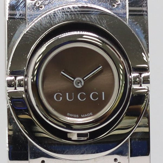 Gucci Toile 112 Quartz Brown Dial Bangle Watch