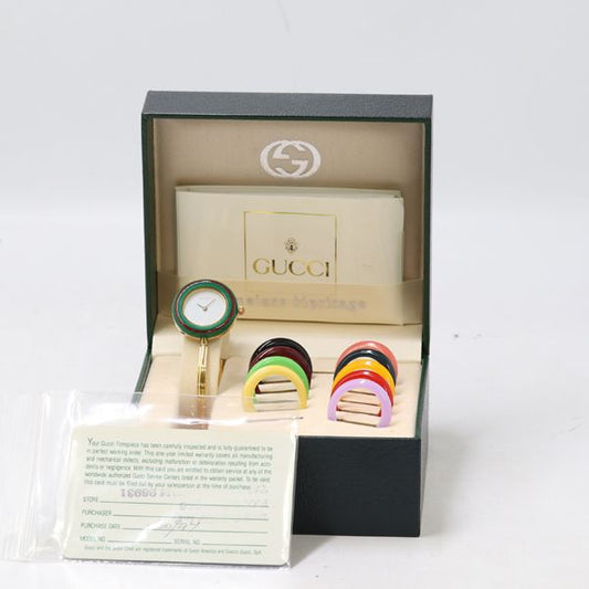 Gucci Change Bezel 11 12 Quartz White Dial Bangle Watch