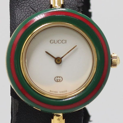 Gucci Change Bezel 11 12 Quartz White Dial Bangle Watch
