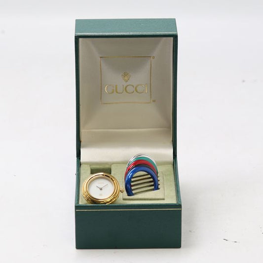 Gucci Change Bezel 11 12 Quartz White Dial Bangle Watch