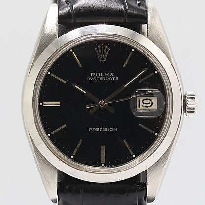 Rolex Oyster Date Precision Hand Wound Black Dial Watch