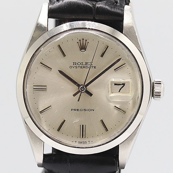 Rolex Oyster Date Precision Hand Wound Silver Dial Watch