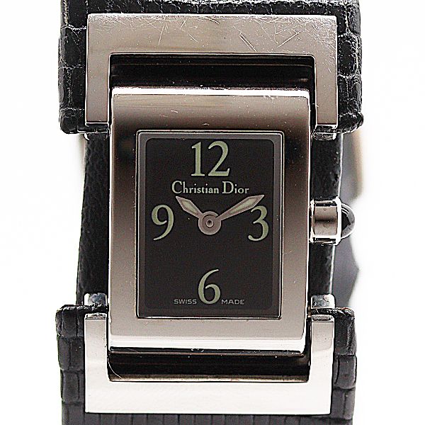 Dior Quartz Leather Bangle Watch Black Dial