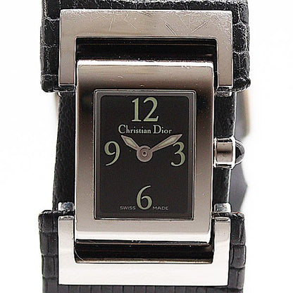 Dior Quartz Leather Bangle Watch Black Dial