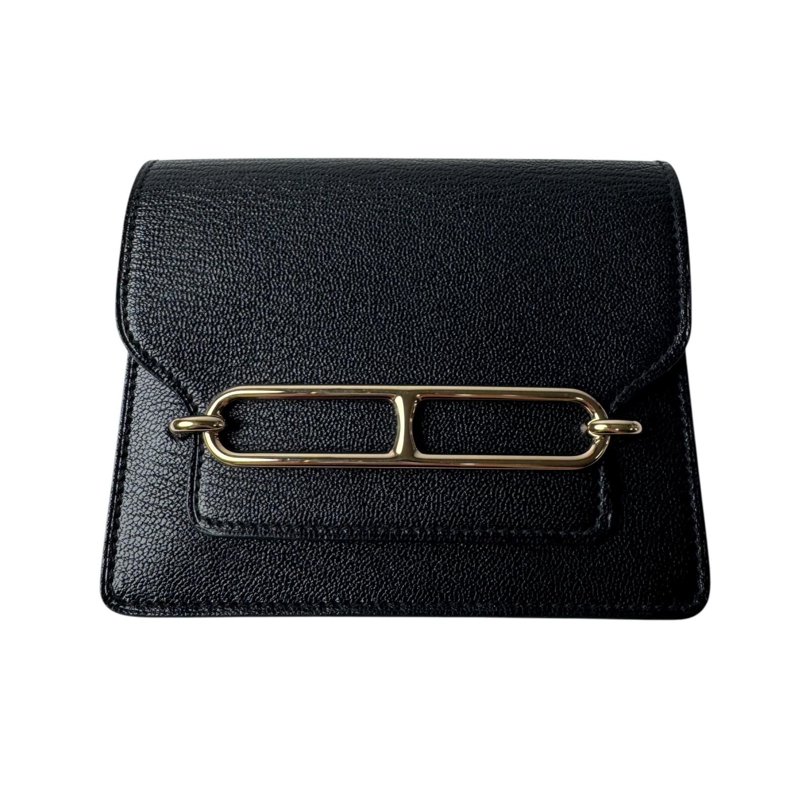 Hermes Roulis Slim Wallet Black Coin Case