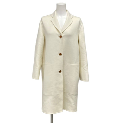 Hermes Coat 36 S Ivory Long Sleeve Cashmere Series Button Autumn Winter