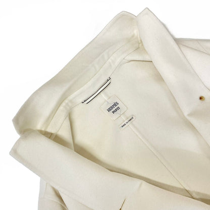 Hermes Coat 36 S Ivory Long Sleeve Cashmere Series Button Autumn Winter — view 8