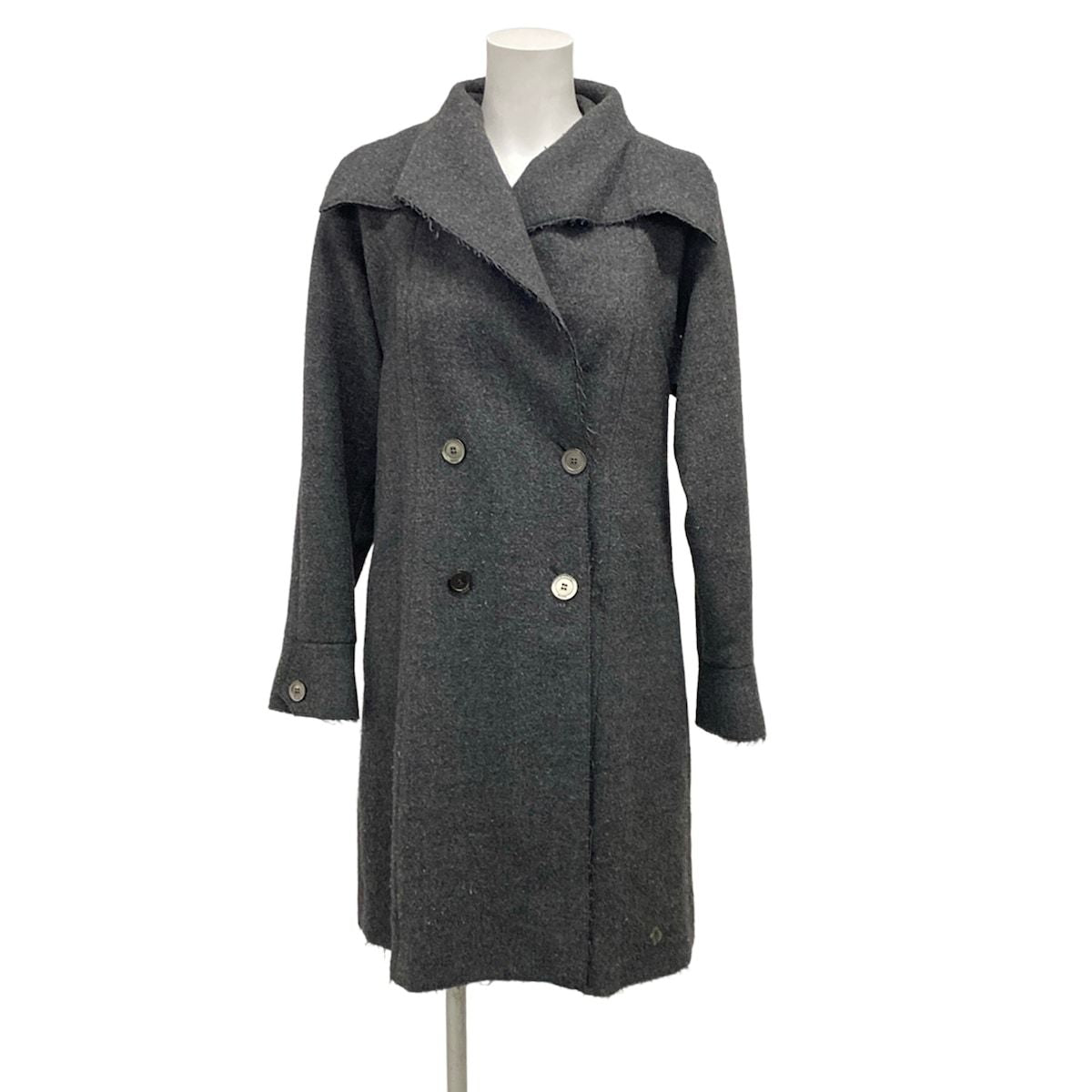 Chanel Coat 34 S Dark Gray Long Sleeve Cut Off Winter Wool