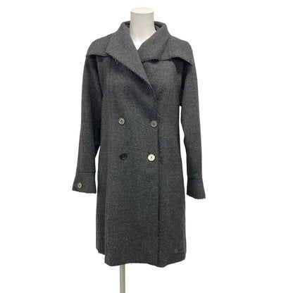 Chanel Coat 34 S Dark Gray Long Sleeve Cut Off Winter Wool