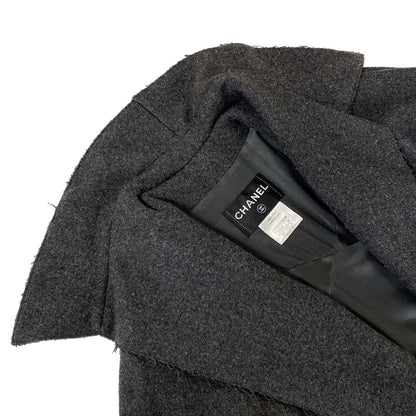 Chanel Coat 34 S Dark Gray Long Sleeve Cut Off Winter Wool — view 7