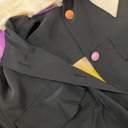 Chanel Long Sleeve Shirt Blouse 34 S Black Purple Multi Silk Removable Collar — view 9