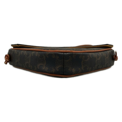 Celine Shoulder Bag Triomphe Triangle Dark Brown White — view 5