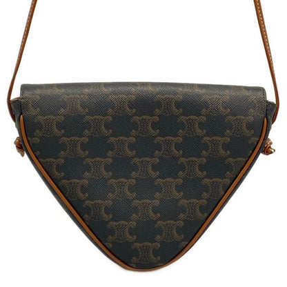 Celine Shoulder Bag Triomphe Triangle Dark Brown White — view 3