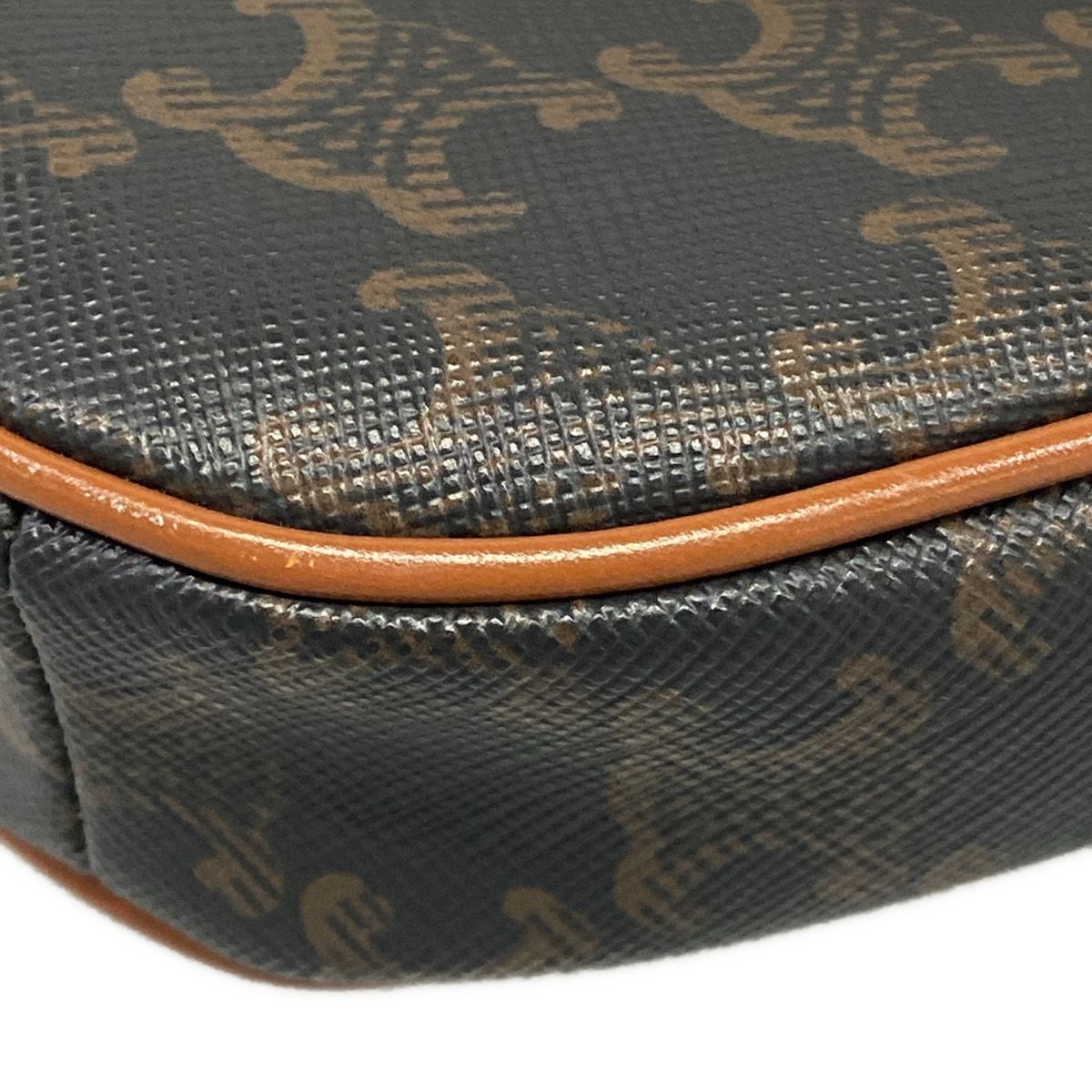 Celine Shoulder Bag Triomphe Triangle Dark Brown White — view 6