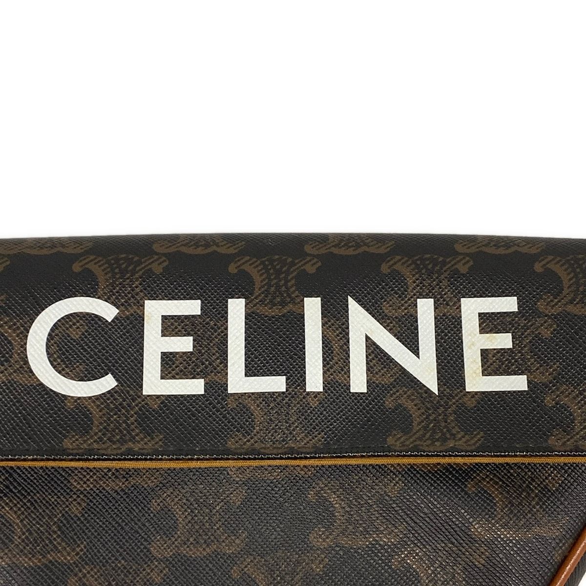 Celine Shoulder Bag Triomphe Triangle Dark Brown White — view 8