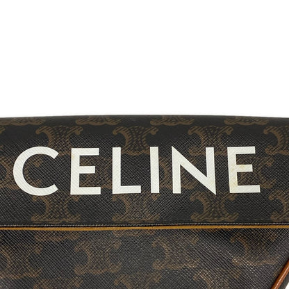 Celine Shoulder Bag Triomphe Triangle Dark Brown White — view 8