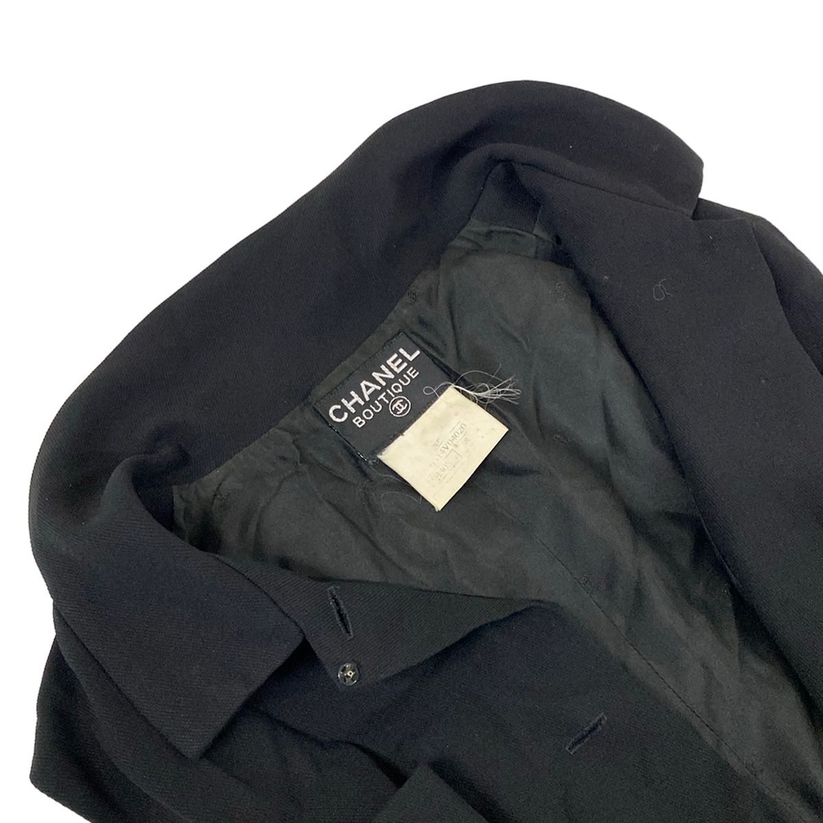 Chanel Dress 38 M Black Sleeveless Button Opening Wool Knee Length — view 7