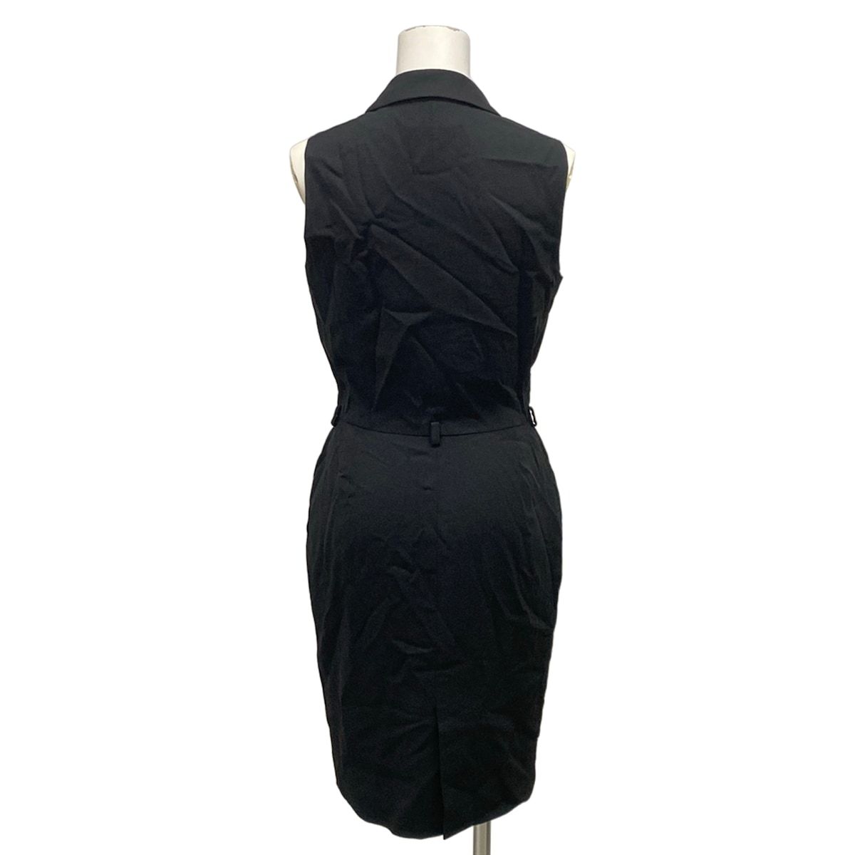 Chanel Dress 38 M Black Sleeveless Button Opening Wool Knee Length — view 2