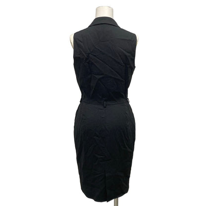 Chanel Dress 38 M Black Sleeveless Button Opening Wool Knee Length — view 2