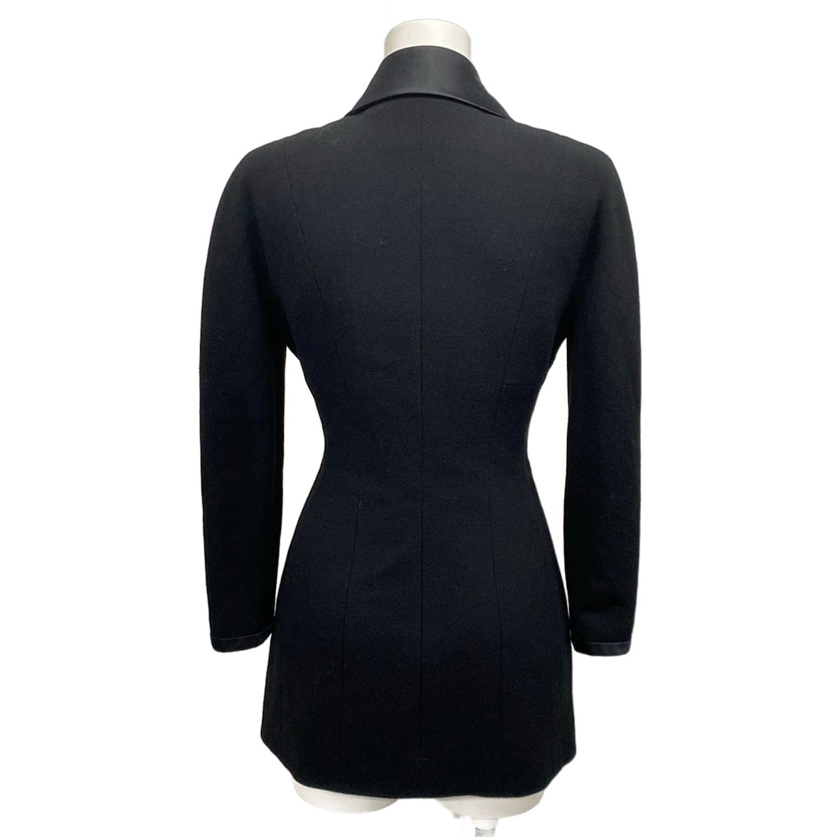 Chanel Jacket 34 S Black Wool Camellia Button Long — view 2