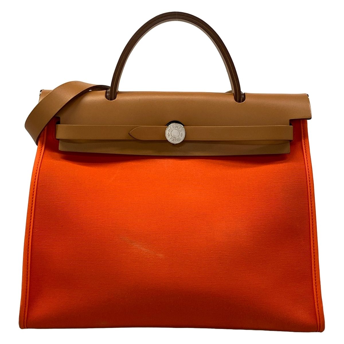 Hermes Handbag Herbag Zip PM Capucines Natural Silver