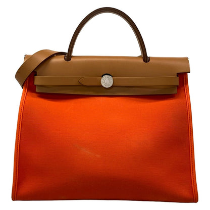 Hermes Handbag Herbag Zip PM Capucines Natural Silver