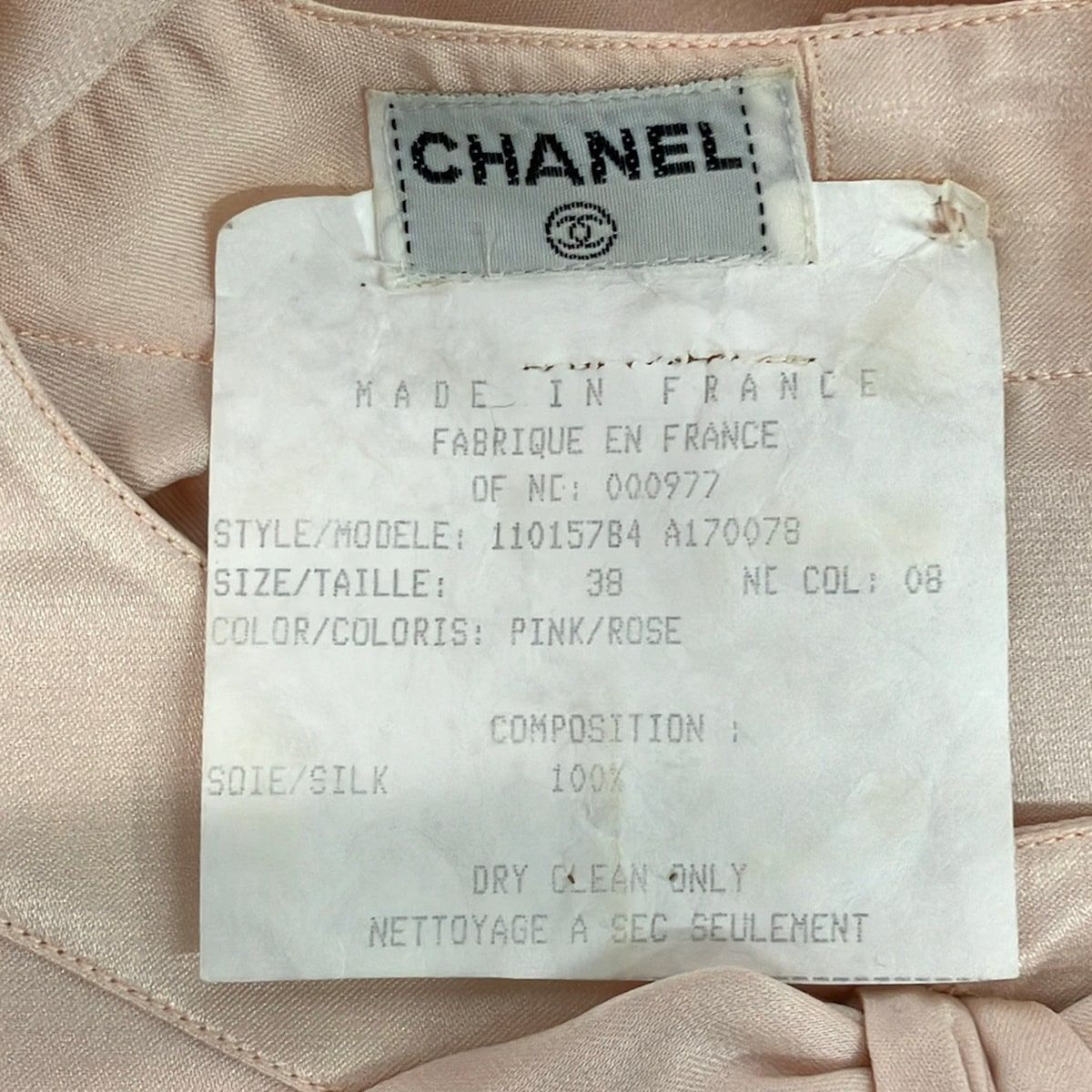 Chanel Long Sleeve Shirt Blouse 38 M Pink Silk Ribbon — view 3