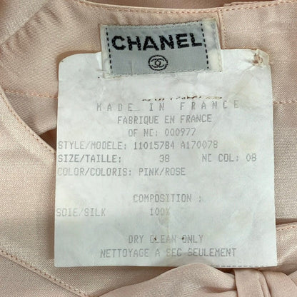 Chanel Long Sleeve Shirt Blouse 38 M Pink Silk Ribbon — view 3