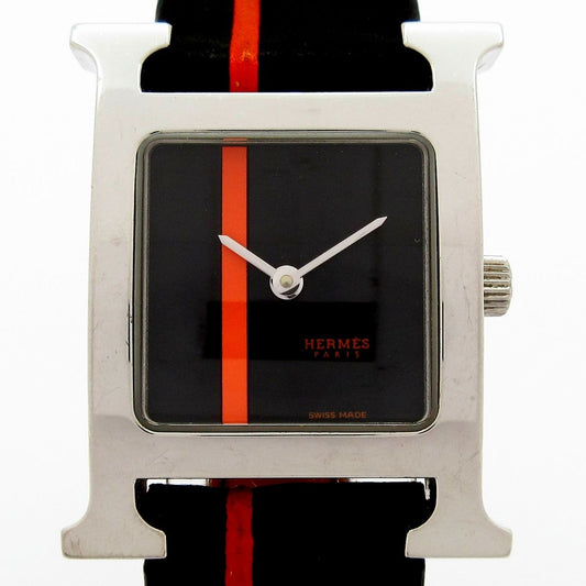 Hermes Watch Leather L Black Orange
