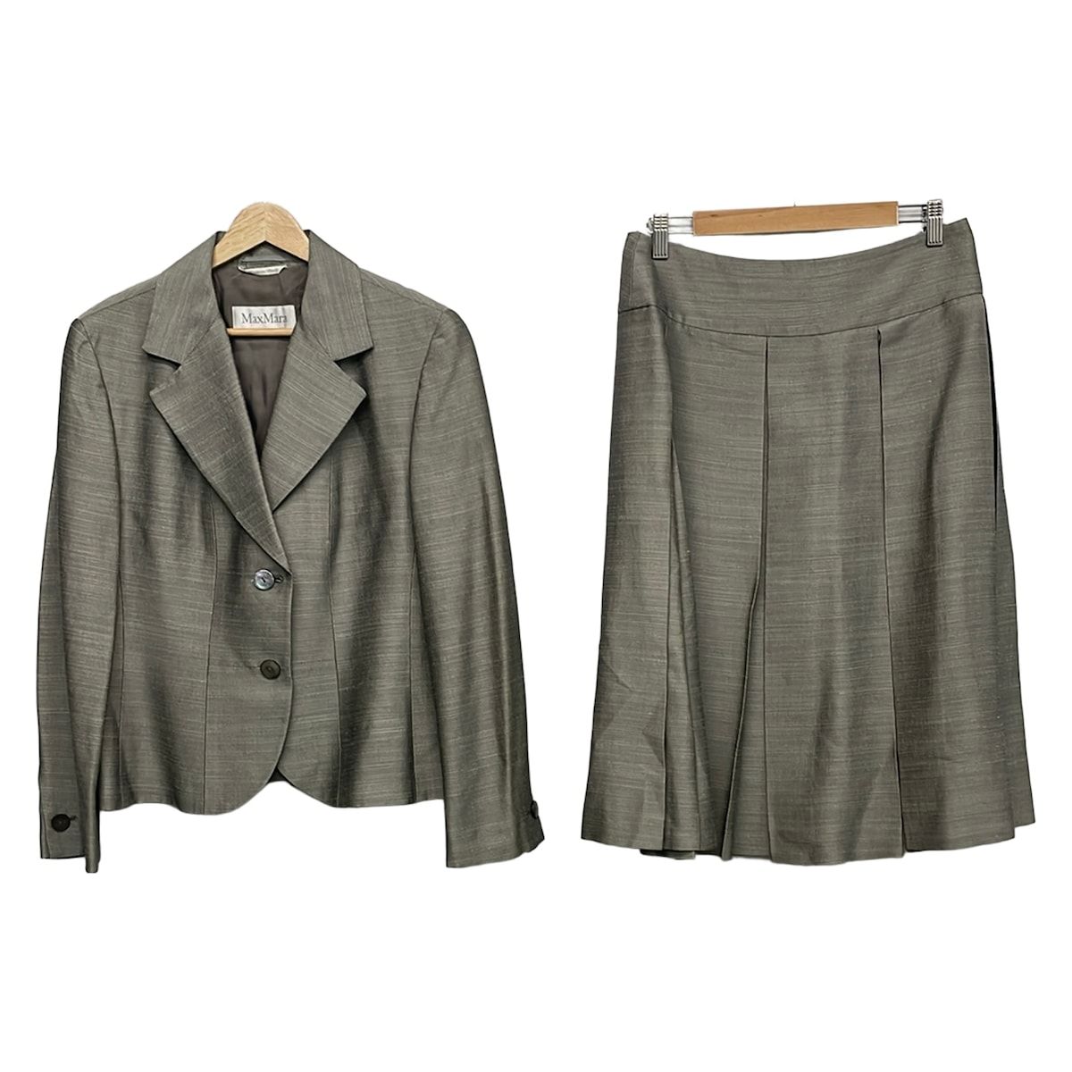 Max Mara Skirt Set Gray Long Sleeve Knee Length