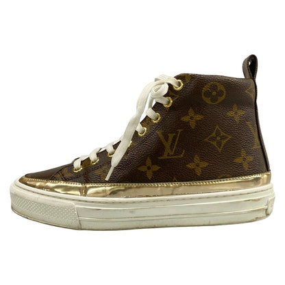 Louis Vuitton Sneakers 34.5 Stella Line Monogram Gold High Cut Leather
